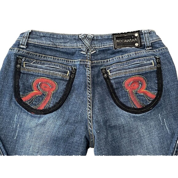 ROCA WEAR WOMENS SIMONE STRAIGHT LEG JEANS SZ 13 EMBELLISHED POCKETS - Picture 3 of 7